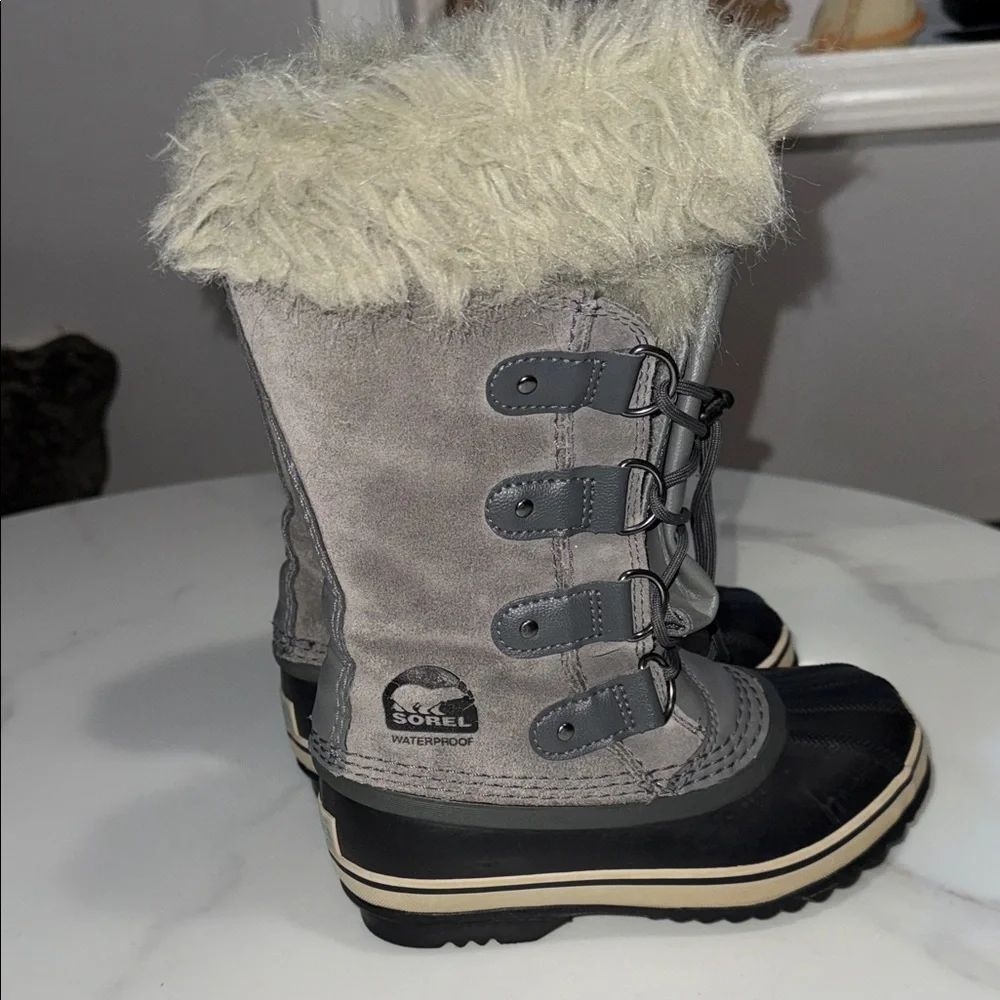 Sorel Gray and Black Fur-Lined Boots